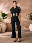 Astonishing Black Hand Work Organza Party Wear Co-Ord Set