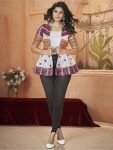 Trendy White Color Embroidered Silk Navratri Wear Kediya Style Kurti