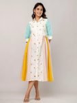 Beautiful White Cotton Embroidered Casual Wear Kurti