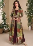 Maroon Embroidered Gown With Jacket