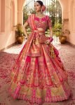 Pink Zari Woven Bridal Lehenga Choli