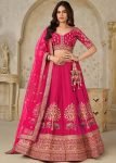 Rani Pink Silk Lehenga Choli With Embroidered Borders