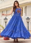 Blue Embroidered Gown In Georgette