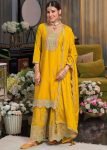 Yellow Embroidered Palazzo Salwar Suit