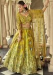 Green & Yellow Silk Lehenga Choli With Net Dupatta