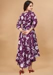 Purple Crape Dress In Floral Print