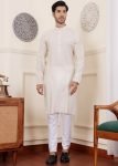 Men Light Brown Printed Kurta Pajama