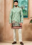 Green Men Kurta Pajama In Digital Print