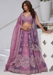 Purple Georgette Lehenga Choli With Double Dupattas