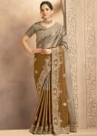 Metallic Golden Silk Saree With Sequins Work