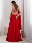 Alluring Red Georgette Party Wear Lehenga Choli With Dupatta