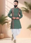 Green Men Navratri Dhoti Kurta Set