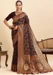 Brown Art Silk Saree With Zari Woven Work